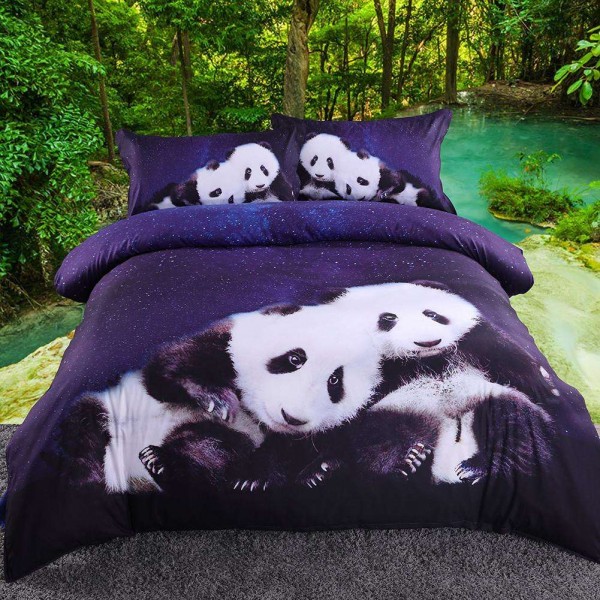 4pcs Pandas 3D Digital Printing Soft Bed...