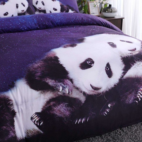 4pcs Pandas 3D Digital Printing Soft Bed Sheet+Quilt Cover+Pillowcases