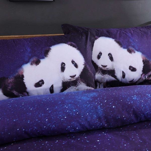 4pcs Pandas 3D Digital Printing Soft Bed Sheet+Quilt Cover+Pillowcases