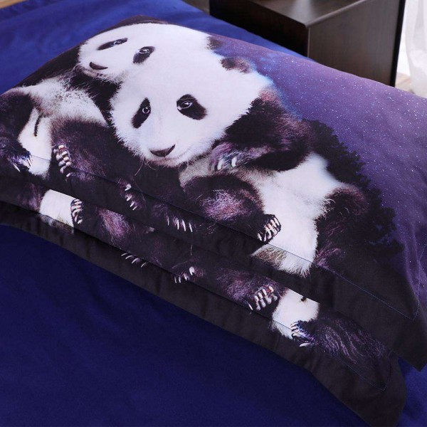 4pcs Pandas 3D Digital Printing Soft Bed Sheet+Quilt Cover+Pillowcases