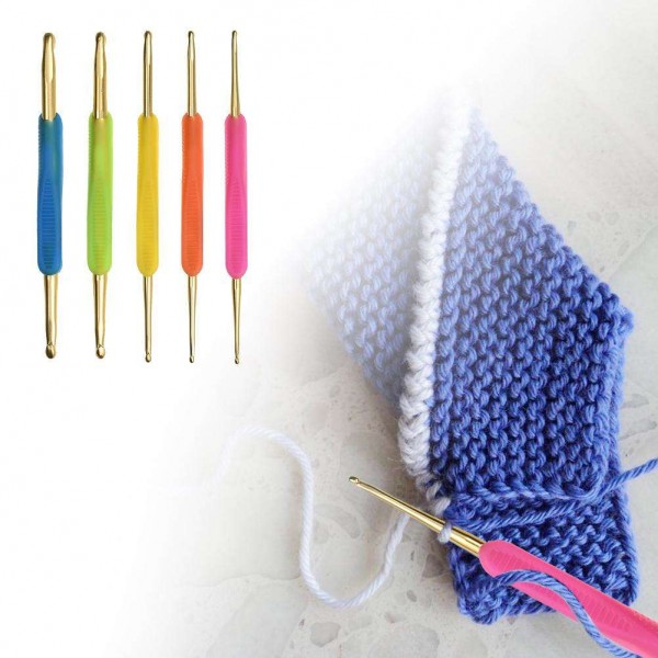 5pcs Double Head Aluminum Crochet Hooks Knitting Sweater Weave DIY Crafts