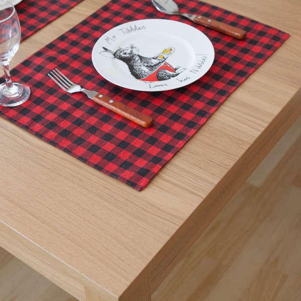 Plaid Cotton Linen Placemat Dining Table...