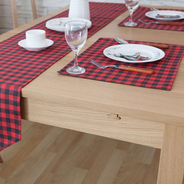 Plaid Cotton Linen Placemat Dining Table Mat Disc Bowl Pads Coasters Decor