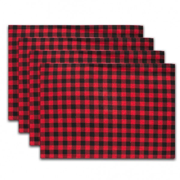 Plaid Cotton Linen Placemat Dining Table Mat Disc Bowl Pads Coasters Decor