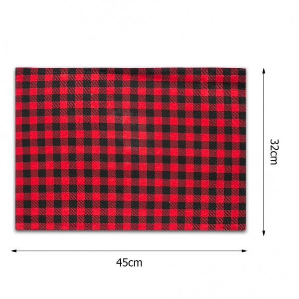 Plaid Cotton Linen Placemat Dining Table Mat Disc Bowl Pads Coasters Decor