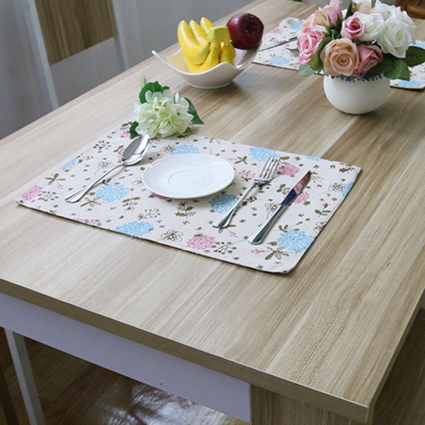 Korean Cotton Linen Flowers Placemat Dining Table Mat Disc Bowl Pad Coaster