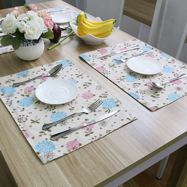 Korean Cotton Linen Flowers Placemat Dining Table Mat Disc Bowl Pad Coaster