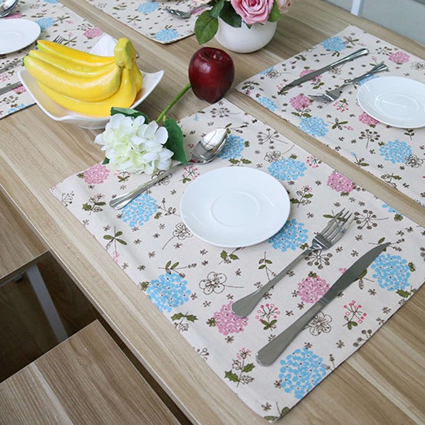 Korean Cotton Linen Flowers Placemat Dining Table Mat Disc Bowl Pad Coaster