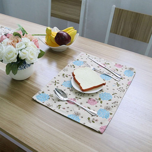 Korean Cotton Linen Flowers Placemat Dining Table Mat Disc Bowl Pad Coaster