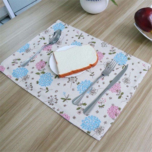 Korean Cotton Linen Flowers Placemat Dining Table Mat Disc Bowl Pad Coaster