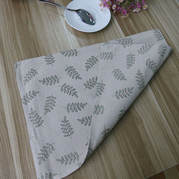 Cotton Place Mat Dinner Table Heat Proof Green Leaf Mats Cup Pads Coaster