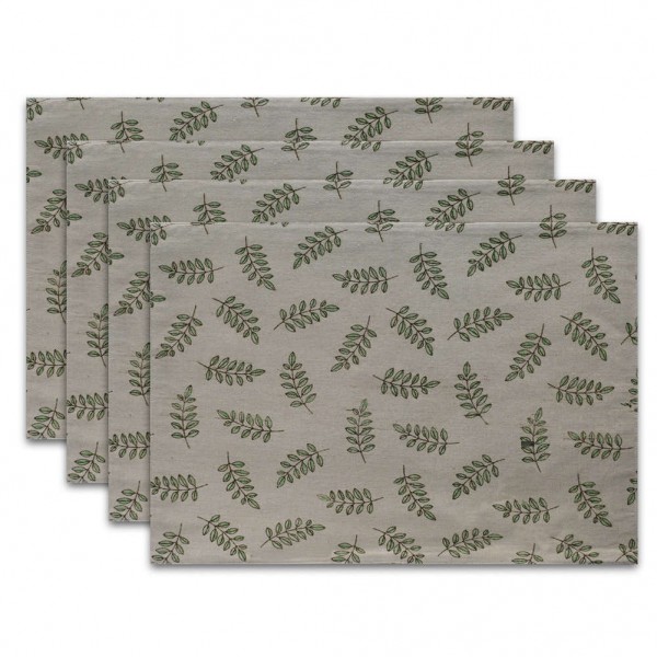 Cotton Place Mat Dinner Table Heat Proof Green Leaf Mats Cup Pads Coaster