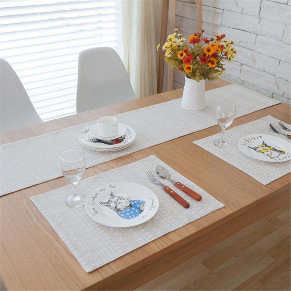 White Fawn Christmas Cotton Linen Placemat Table Mat Heat Insulation Pad