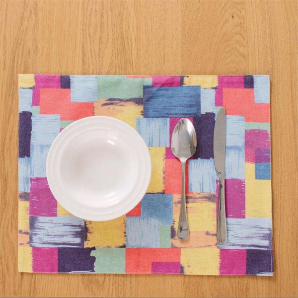 Rectangle Colorful Plaid Cotton Linen Pl...