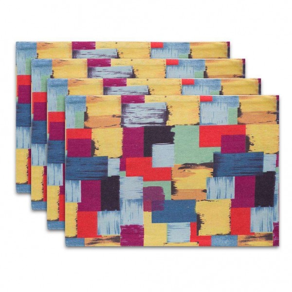 Rectangle Colorful Plaid Cotton Linen Placemat Dining Table Mat Coasters