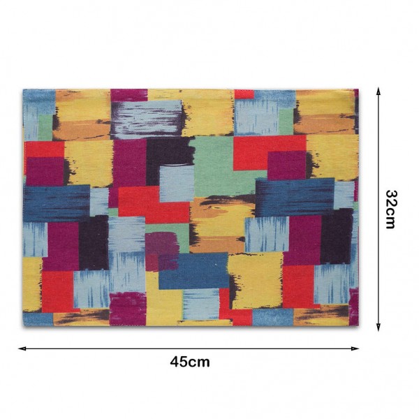 Rectangle Colorful Plaid Cotton Linen Placemat Dining Table Mat Coasters