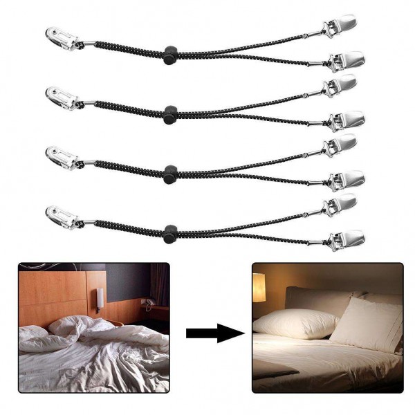 4pcs Adjustable Bed Sheet Holder Elastic Duvet Cover Grippers Fastener Clip