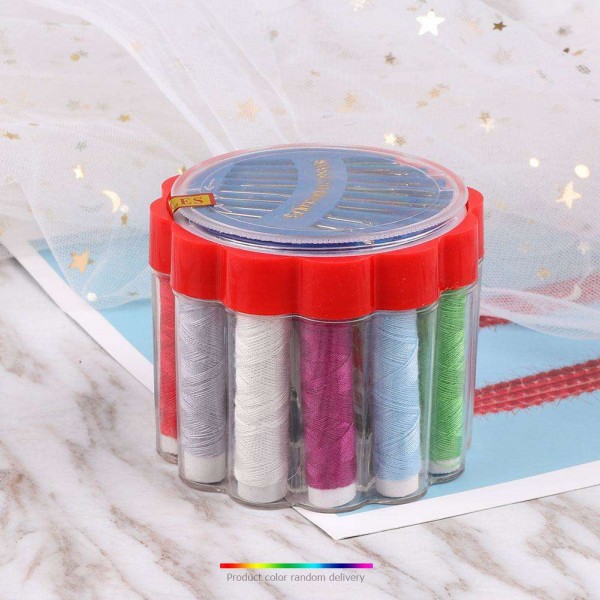 Portable Home Travel Sewing Kits Box Needle Threads Scissors Buttons Tape