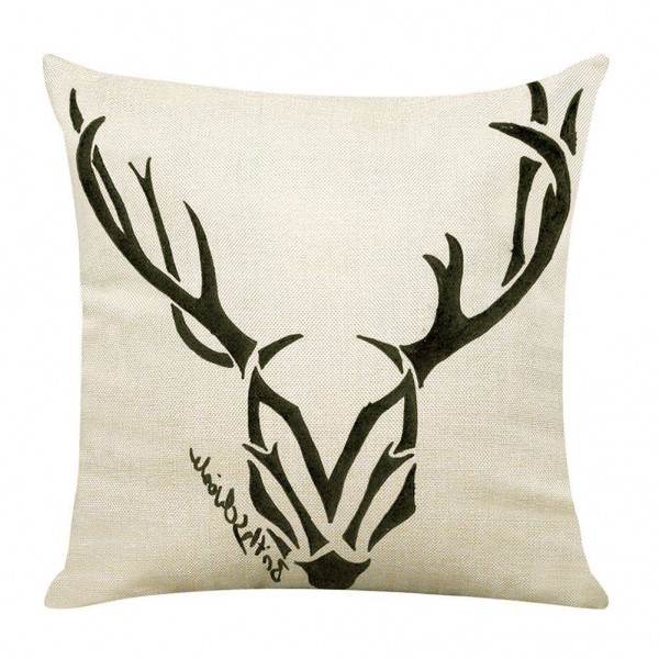 Elk Printed Linen Cushion Cover Sofa Seat Pillow Case Xmas Pillowcases