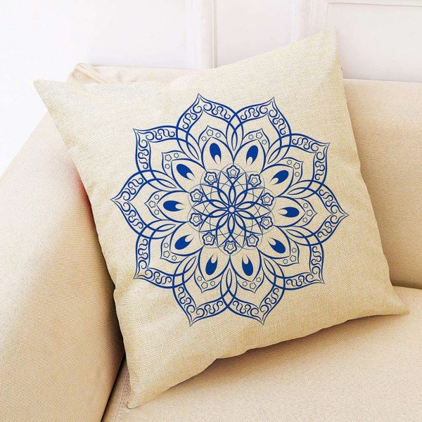 Flower Printed Linen Cushion Cover Sofa Car Seat Pillow Case Home Decor