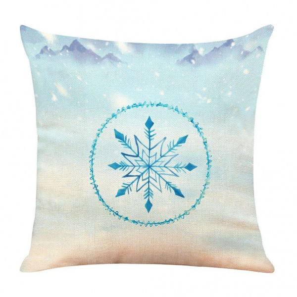 Linen Snowflake Printed Cushion Cover So...