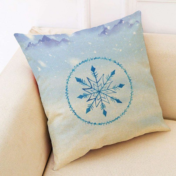 Linen Snowflake Printed Cushion Cover Sofa Car Seat Pillow Case Decor