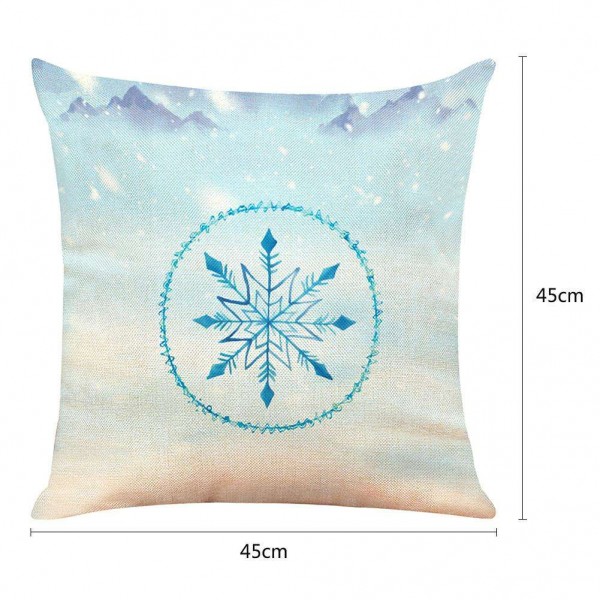 Linen Snowflake Printed Cushion Cover Sofa Car Seat Pillow Case Decor