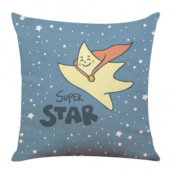 Stars Print Cotton Linen Cushion Cover S...