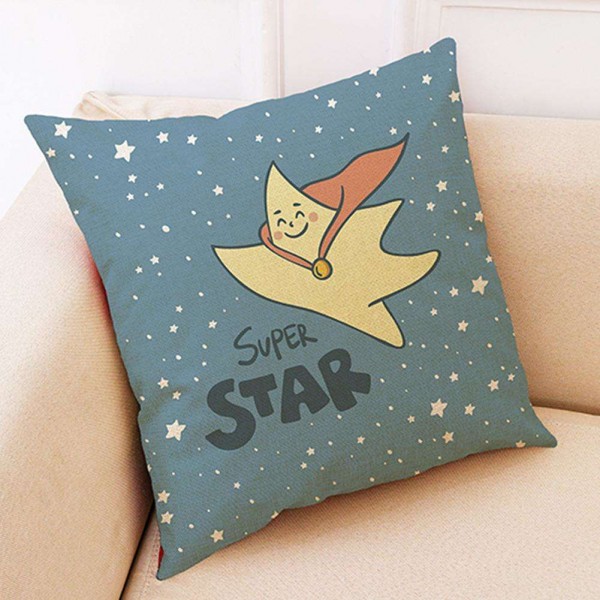 Stars Print Cotton Linen Cushion Cover Sofa Car Seat Decorative Pillow Case