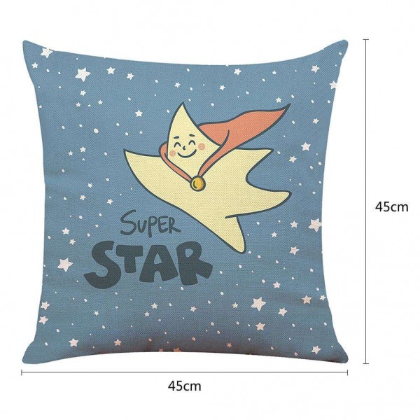 Stars Print Cotton Linen Cushion Cover Sofa Car Seat Decorative Pillow Case