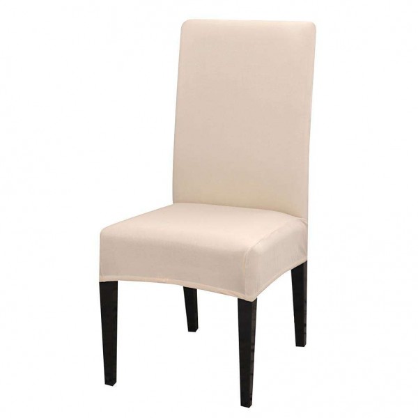 Simple Stretch Pure Beige Seat Case Elastic Slipcover Chair Cover