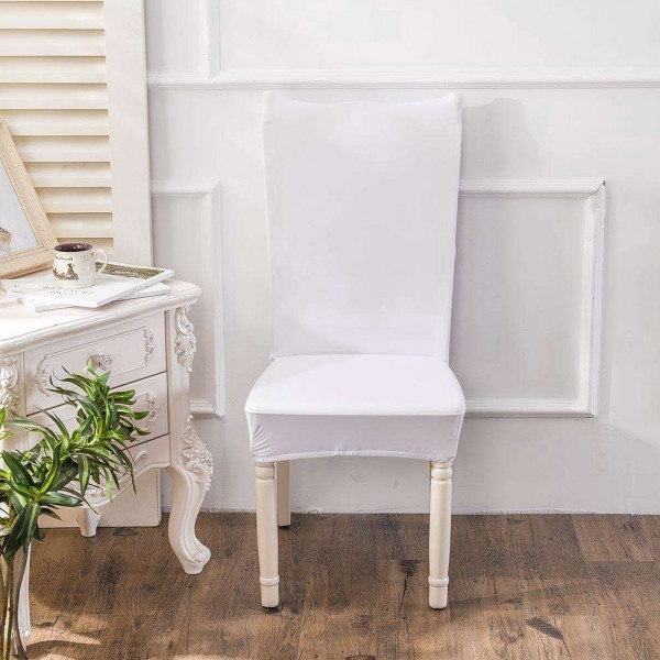 Simple White Color Elastic Stretch Seat Case Chair Slipcover