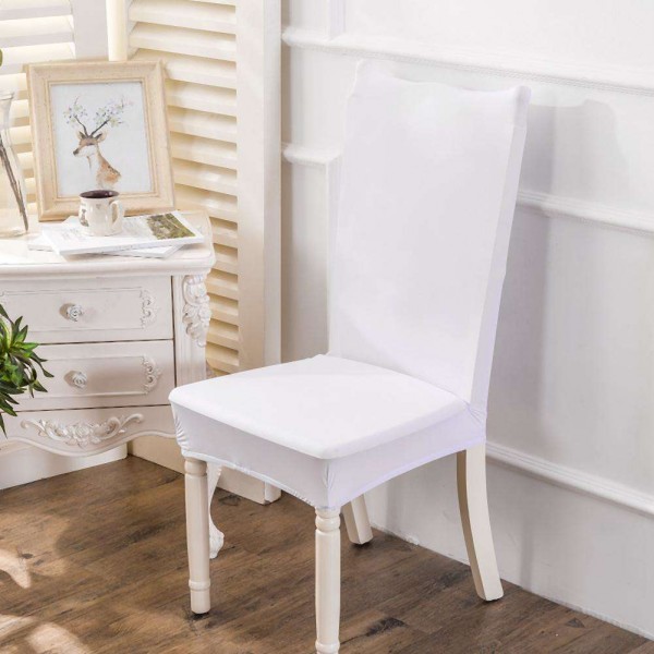 Simple White Color Elastic Stretch Seat Case Chair Slipcover