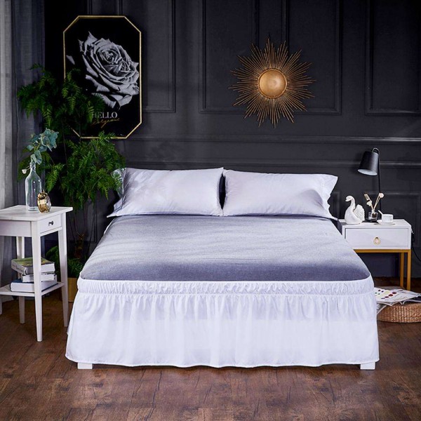 Solid Color Bed Skirt Bedspread Elastic Band Mattress Protective Cover