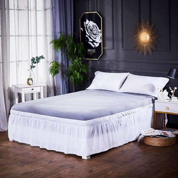 Solid Color Bed Skirt Bedspread Elastic Band Mattress Protective Cover