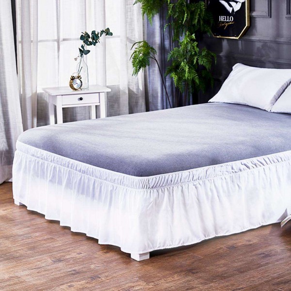 Solid Color Bed Skirt Bedspread Elastic Band Mattress Protective Cover