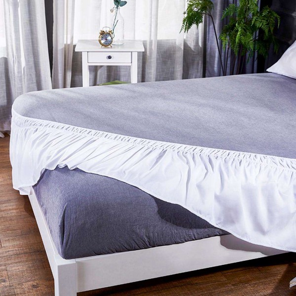 Solid Color Bed Skirt Bedspread Elastic Band Mattress Protective Cover