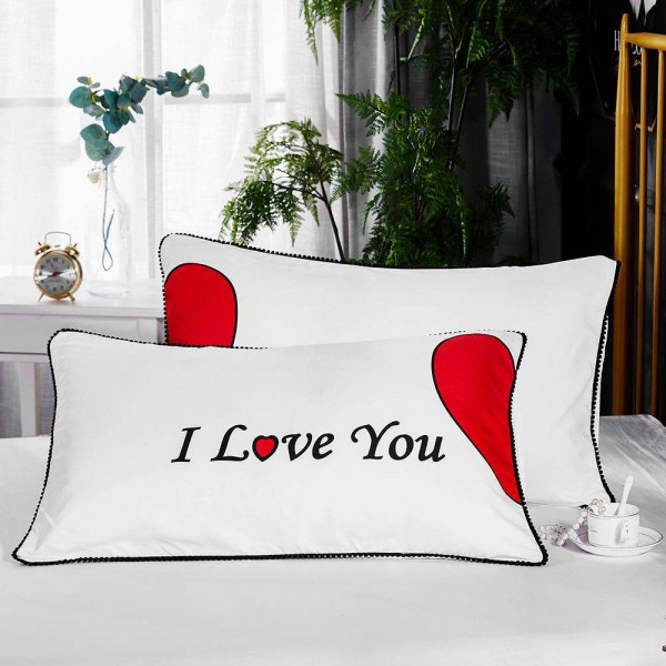 1 Pair Letter Printed Throw Pillow Case Soft Pillowcase Bedding