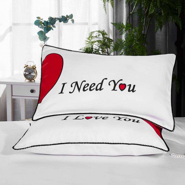 1 Pair Letter Printed Throw Pillow Case Soft Pillowcase Bedding