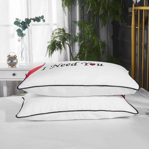 1 Pair Letter Printed Throw Pillow Case Soft Pillowcase Bedding