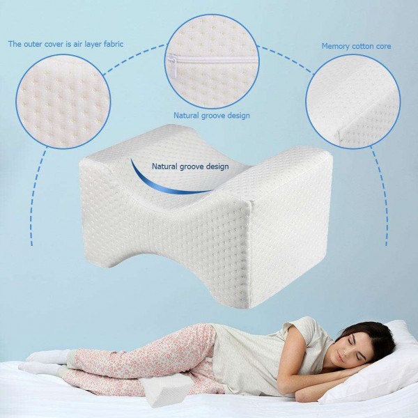 Orthopedic Memory Foam Knee Wedge Pillow for Sleeping Sciatica Back Hip